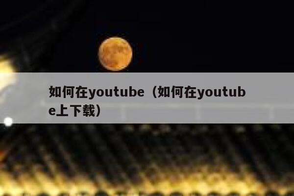 如何在youtube（如何在youtube上下载） 第1张