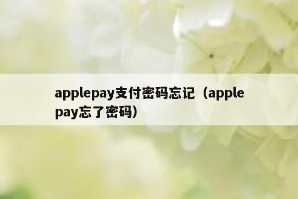 applepay支付密码忘记（applepay忘了密码） 第1张