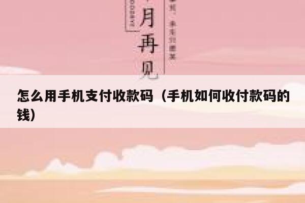 怎么用手机支付收款码（手机如何收付款码的钱） 第1张