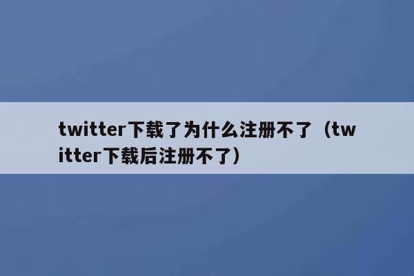 twitter下载了为什么注册不了（twitter下载后注册不了） 第1张