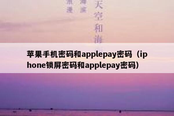 苹果手机密码和applepay密码（iphone锁屏密码和applepay密码） 第1张