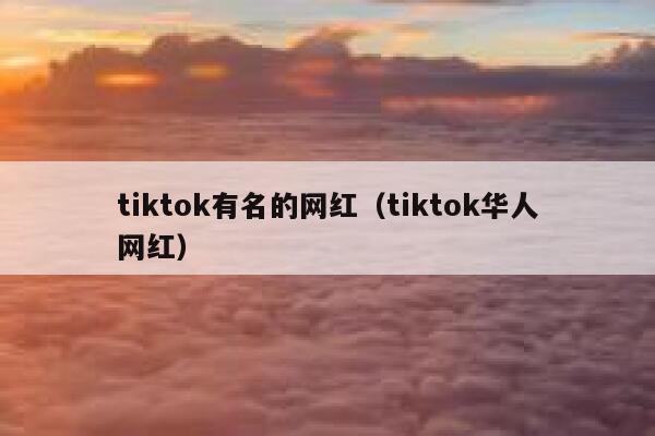 tiktok有名的网红（tiktok华人网红） 第1张