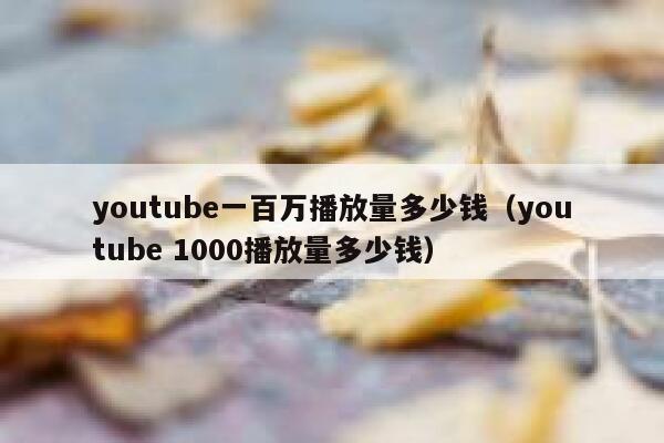 youtube一百万播放量多少钱（youtube 1000播放量多少钱） 第1张