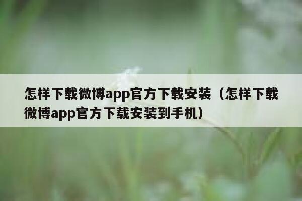 怎样下载微博app官方下载安装（怎样下载微博app官方下载安装到手机） 第1张