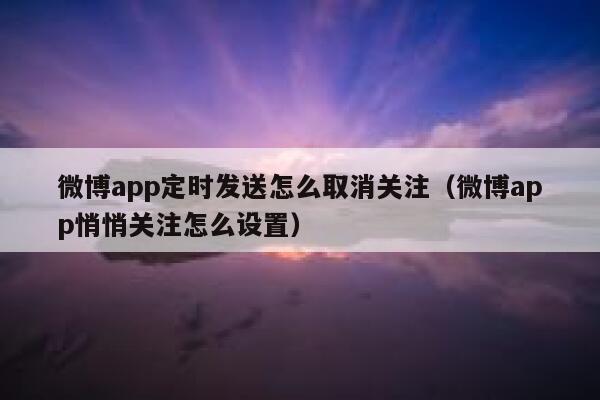 微博app定时发送怎么取消关注（微博app悄悄关注怎么设置） 第1张