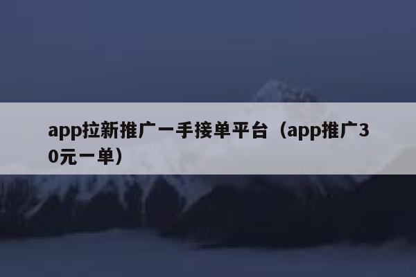 app拉新推广一手接单平台（app推广30元一单） 第1张
