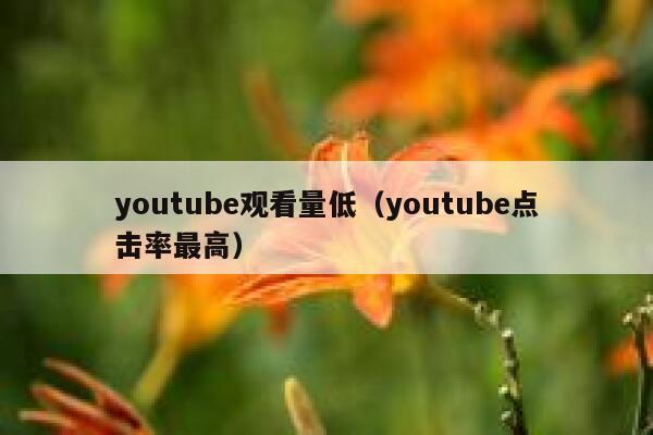 youtube观看量低（youtube点击率最高） 第1张