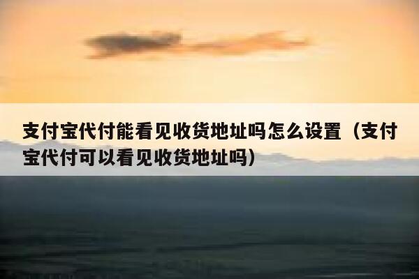 支付宝代付能看见收货地址吗怎么设置（支付宝代付可以看见收货地址吗） 第1张
