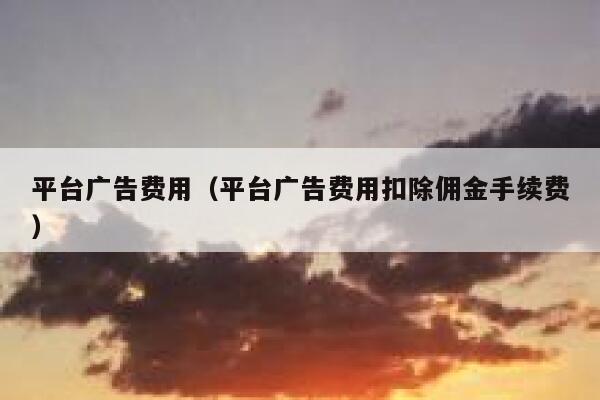 平台广告费用(平台广告费用扣除佣金手续费) 第1张 平台广告费用(平台广告费用扣除佣金手续费) 第1张