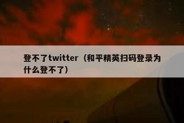 登不了twitter（和平精英扫码登录为什么登不了） 第1张