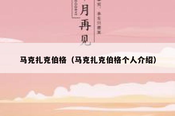 马克扎克伯格（马克扎克伯格个人介绍） 第1张