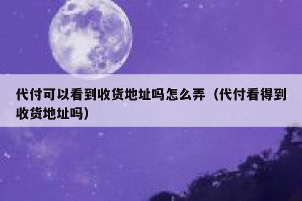 代付可以看到收货地址吗怎么弄(代付看得到收货地址吗) 第1张 代付可以看到收货地址吗怎么弄(代付看得到收货地址吗) 第1张