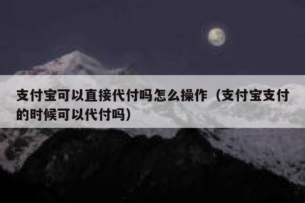 支付宝可以直接代付吗怎么操作（支付宝支付的时候可以代付吗） 第1张