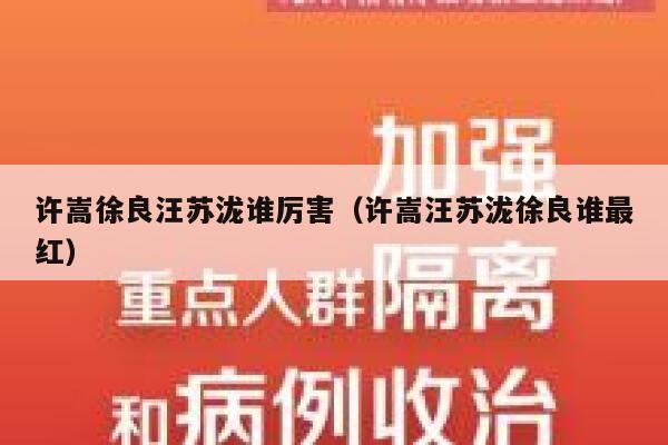许嵩徐良汪苏泷谁厉害（许嵩汪苏泷徐良谁最红） 第1张