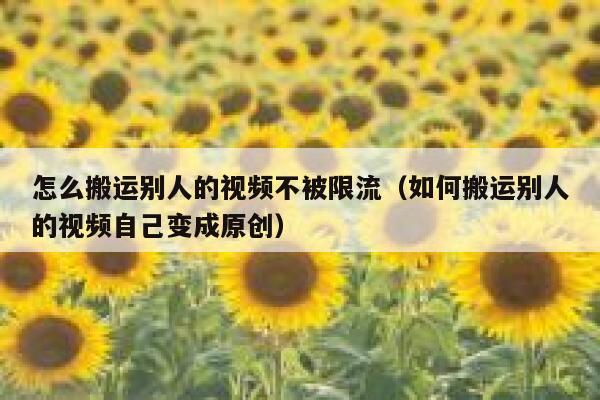 怎么搬运别人的视频不被限流（如何搬运别人的视频自己变成原创） 第1张