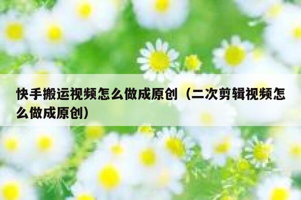 快手搬运视频怎么做成原创（二次剪辑视频怎么做成原创） 第1张