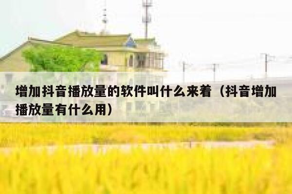 增加抖音播放量的软件叫什么来着（抖音增加播放量有什么用） 第1张