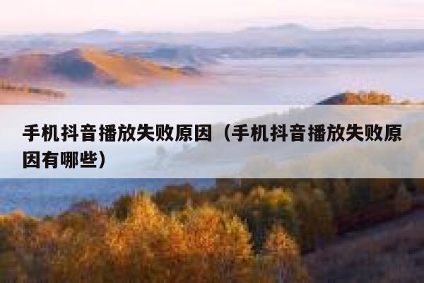 手机抖音播放失败原因（手机抖音播放失败原因有哪些） 第1张