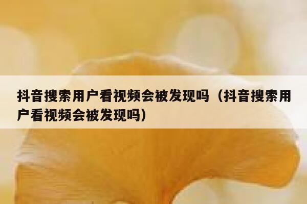 抖音搜索用户看视频会被发现吗（抖音搜索用户看视频会被发现吗） 第1张