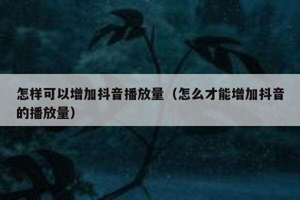 怎样可以增加抖音播放量（怎么才能增加抖音的播放量） 第1张