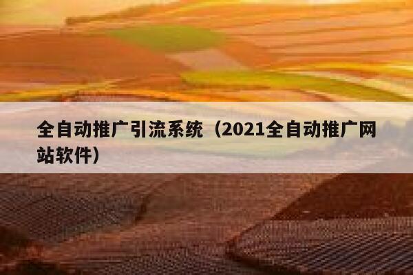 全自动推广引流系统（2021全自动推广网站软件） 第1张