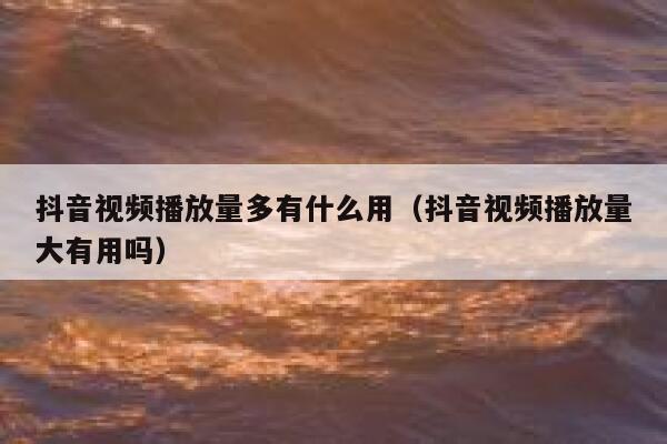 抖音视频播放量多有什么用（抖音视频播放量大有用吗） 第1张