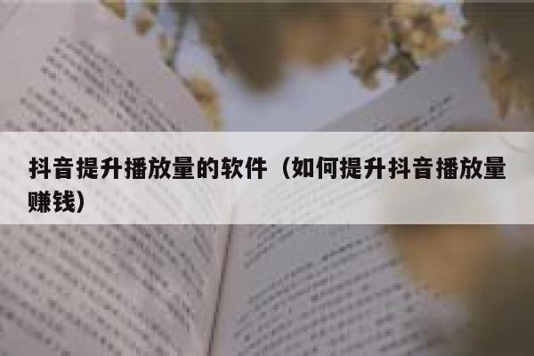 抖音提升播放量的软件（如何提升抖音播放量赚钱） 第1张