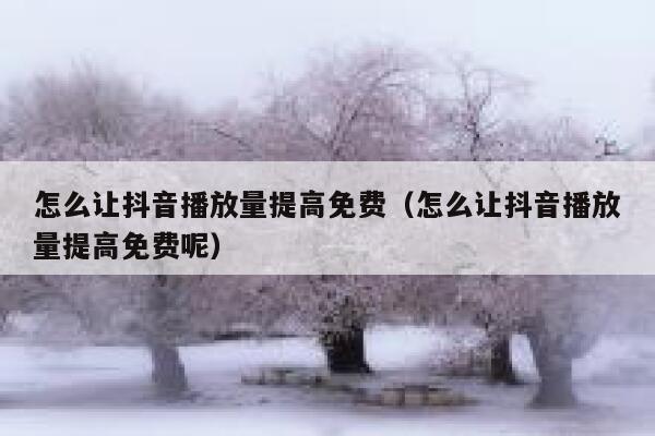 怎么让抖音播放量提高免费（怎么让抖音播放量提高免费呢） 第1张