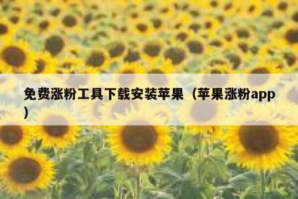 免费涨粉工具下载安装苹果（苹果涨粉app） 第1张