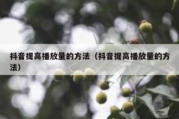 抖音提高播放量的方法（抖音提高播放量的方法） 第1张