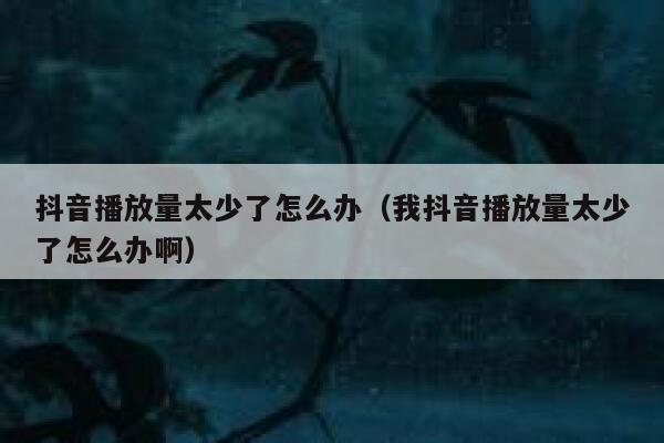 抖音播放量太少了怎么办（我抖音播放量太少了怎么办啊） 第1张