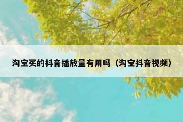 淘宝买的抖音播放量有用吗(淘宝抖音视频) 第1张 淘宝买的抖音播放量有用吗(淘宝抖音视频) 第1张
