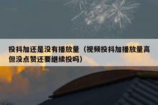 投抖加还是没有播放量（视频投抖加播放量高但没点赞还要继续投吗） 第1张