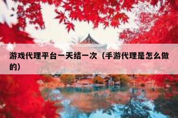 游戏代理平台一天结一次（手游代理是怎么做的） 第1张