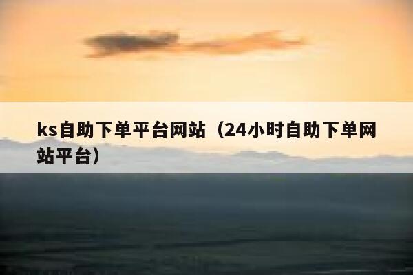 ks自助下单平台网站（24小时自助下单网站平台） 第1张