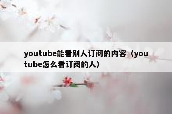 youtube能看别人订阅的内容（youtube怎么看订阅的人） 第1张
