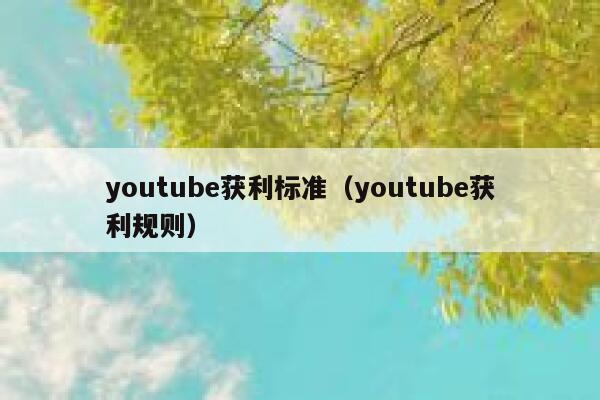 youtube获利标准（youtube获利规则） 第1张