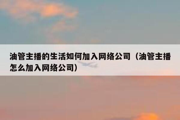 油管主播的生活如何加入网络公司（油管主播怎么加入网络公司） 第1张