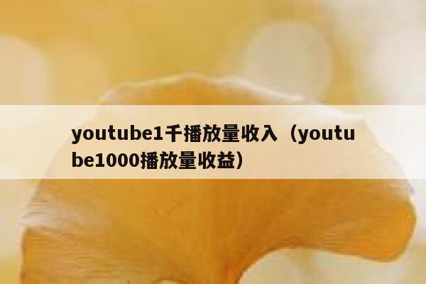 youtube1千播放量收入（youtube1000播放量收益） 第1张
