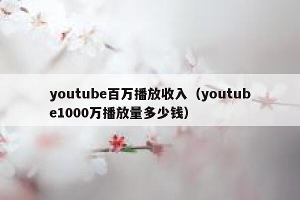 youtube百万播放收入（youtube1000万播放量多少钱） 第1张