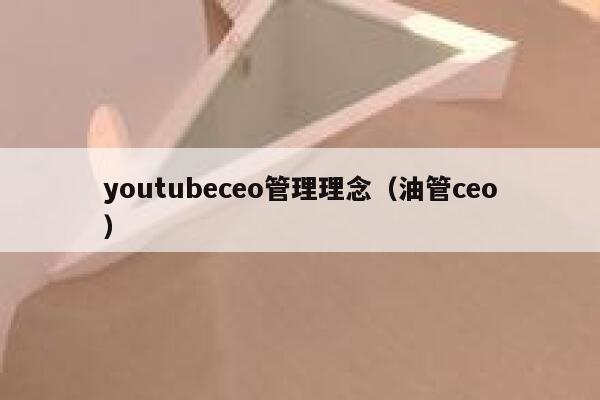 youtubeceo管理理念（油管ceo） 第1张