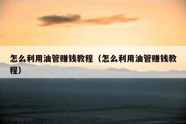 怎么利用油管赚钱教程（怎么利用油管赚钱教程） 第1张