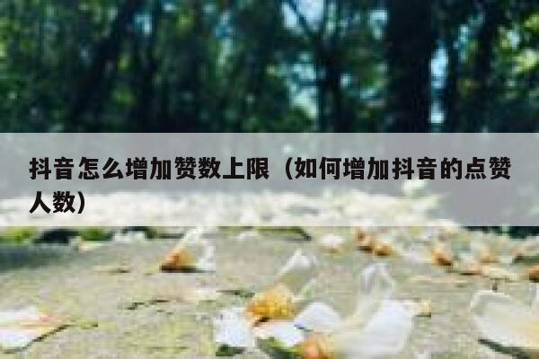 抖音怎么增加赞数上限（如何增加抖音的点赞人数） 第1张