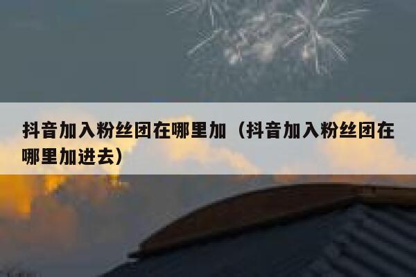 抖音加入粉丝团在哪里加(抖音加入粉丝团在哪里加进去) 第1张 抖音加入粉丝团在哪里加(抖音加入粉丝团在哪里加进去) 第1张