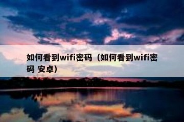 如何看到wifi密码（如何看到wifi密码 安卓）