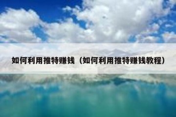 如何利用推特赚钱（如何利用推特赚钱教程）