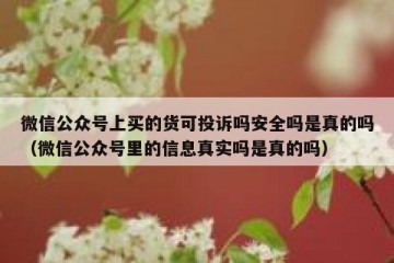 微信公众号上买的货可投诉吗安全吗是真的吗（微信公众号里的信息真实吗是真的吗）