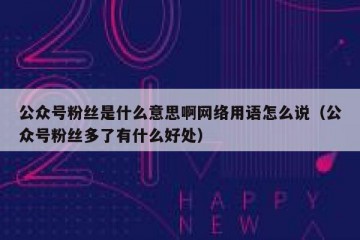 公众号粉丝是什么意思啊网络用语怎么说（公众号粉丝多了有什么好处）