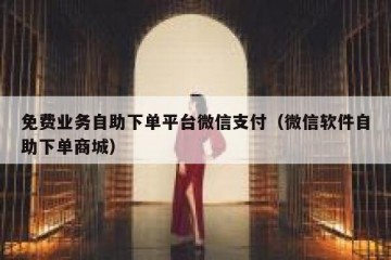 免费业务自助下单平台微信支付（微信软件自助下单商城）