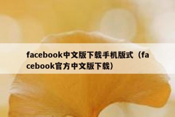 facebook中文版下载手机版式（facebook官方中文版下载）